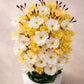Luxury White & Yellow Artificial Cherry blossom Pot | Stylish Home Decoration, Pack of 1