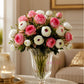 ARTSY Artificial Rose & Peony Flower Bunch Combo Pack of 2 | Realistic Faux Flowers for Home Decor, Vase Decoration, Wedding, Office & Living Room
