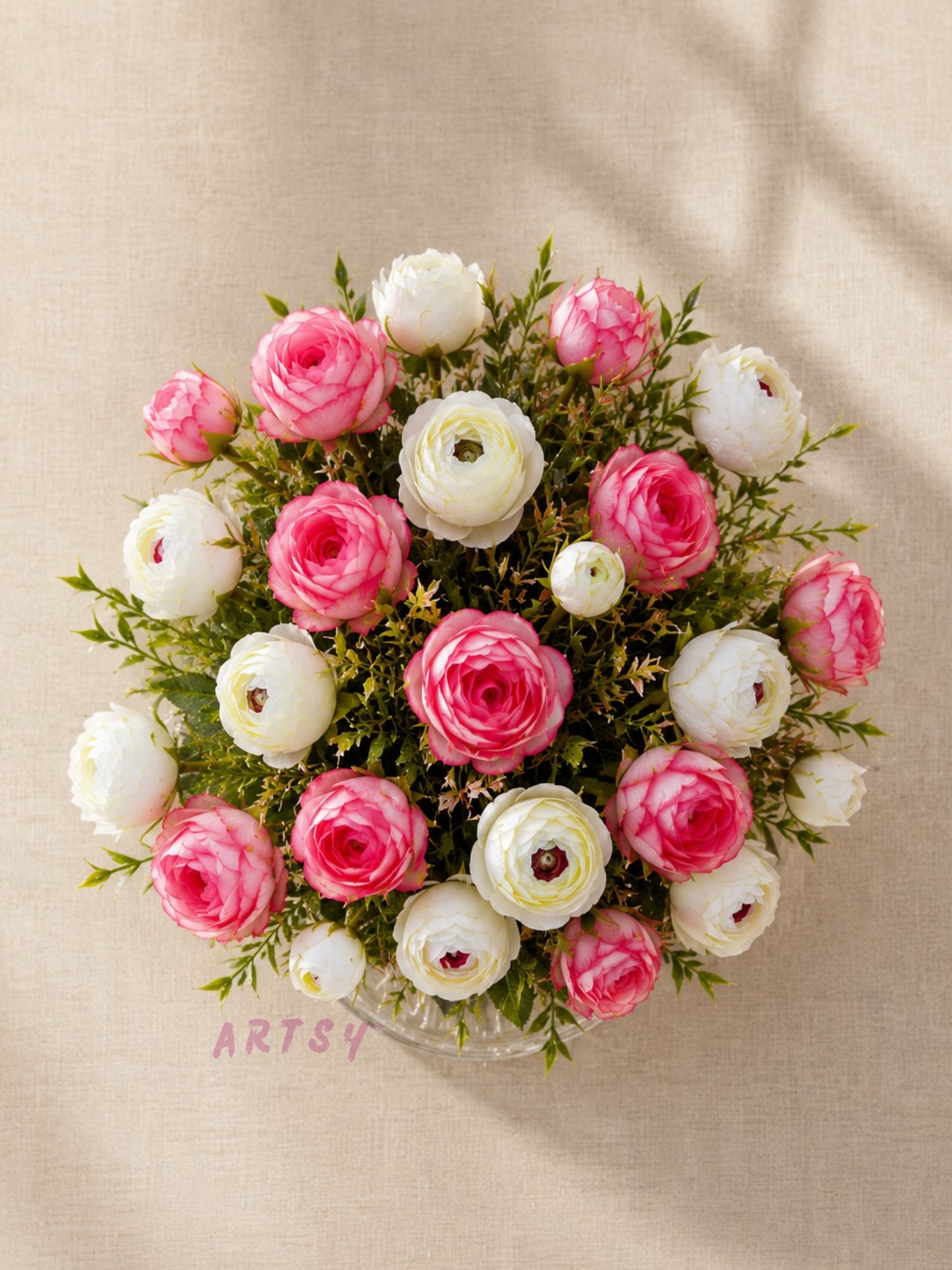 ARTSY Artificial Rose & Peony Flower Bunch Combo Pack of 2 | Realistic Faux Flowers for Home Decor, Vase Decoration, Wedding, Office & Living Room