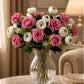 ARTSY Artificial Rose & Peony Flower Bunch Combo | Realistic Silk Flowers for Home Decoration, Living Room, Office, Wedding & Table Decor | Pack of 2