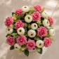 ARTSY Artificial Rose & Peony Flower Bunch Combo | Realistic Silk Flowers for Home Decoration, Living Room, Office, Wedding & Table Decor | Pack of 2