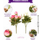 ARTSY Artificial Rose Flower Bunch (Pack of 2) | Real Touch Faux Flowers for Home Décor, Living Room, Office, Wedding, Vase Arrangement & Table Centerpiece | Pink & White