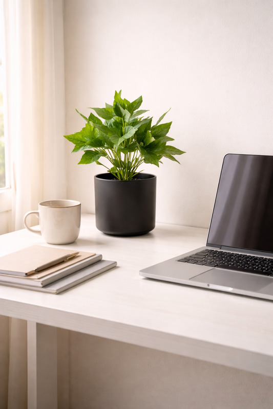 ARTSY® Artificial Zebra Plant with Black Pot — Realistic Indoor Tabletop Plant | Zero Maintenance | Pack of 1