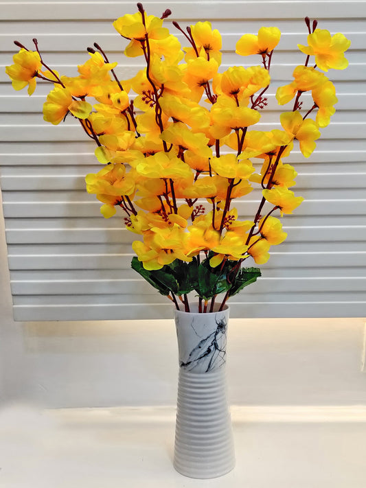 ARTSY® Sunny Yellow Artificial Cherry Blossom Flower Bunch - Radiant Floral Beauty For Home decoration, Office Decor, Vase Filler, Without Vase, 55 CM Long