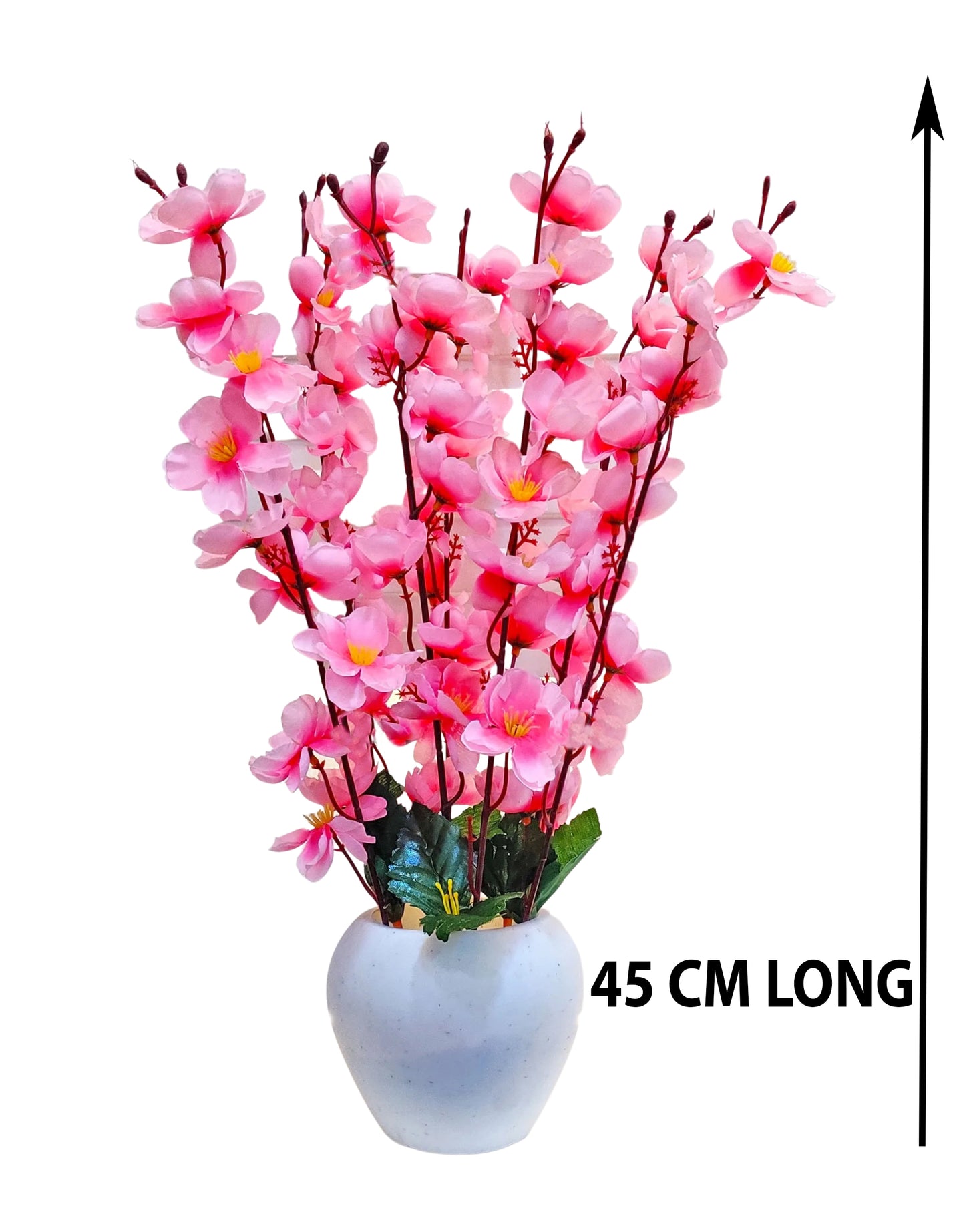 ARTSY® Artificial Flowers With Pot For Home Decoration, Office Decor Cherry Blossom combo, baypink, 1 Piece