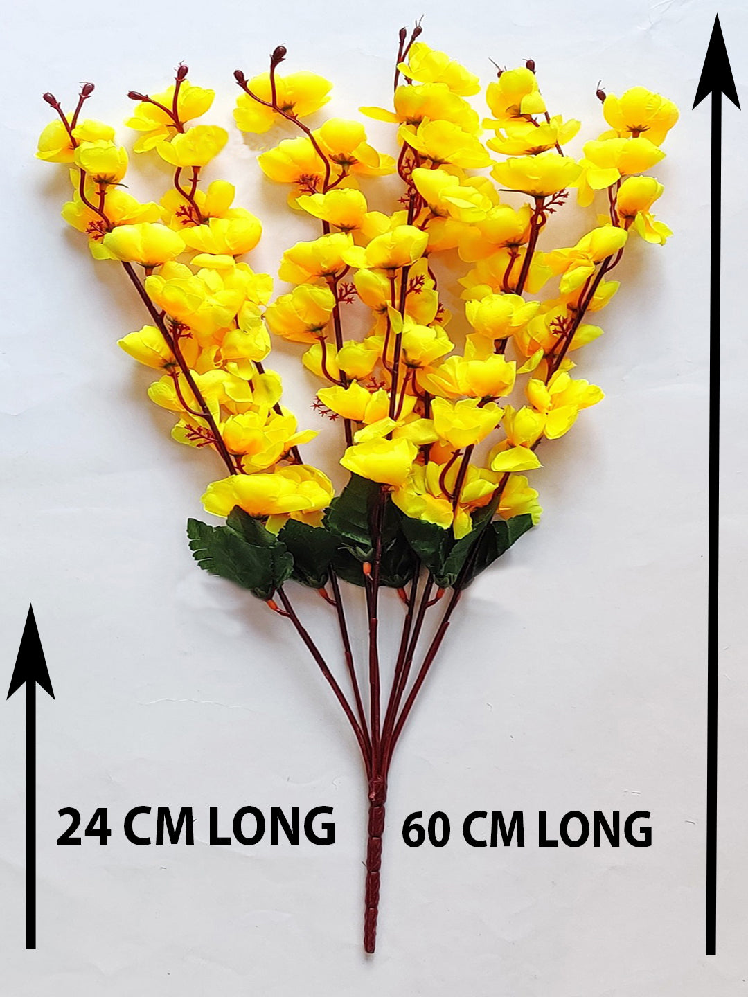 ARTSY® Sunny Yellow Artificial Cherry Blossom Flower Bunch - Radiant Floral Beauty For Home decoration, Office Decor, Vase Filler, Without Vase, 55 CM Long