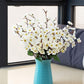 Elegant White Artificial Cherry Blossom Flower Bunch - Lifelike Pack of 1 Piece for Timeless Beauty, Without Vase, 55 Cm Long
