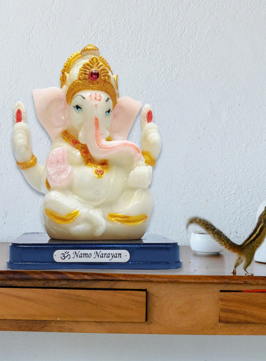 ARTSY® Divine Serenity: Handcrafted Ganesha Idol for Home Decor, Pack of 1 piece, white