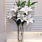 ARTSY® Realistic Artificial White Lily Flower Bunch - Lifelike Decor for Home or Office Home Decor, Office Decor, Vae Filler, Gifting and many more, 3 Big flowers, 100 CM Long