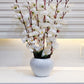 ARTSY® Artificial Flowers With Pot For Home Decoration, Office Decor Cherry Blossom combo, White, 1 Piece