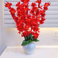 ARTSY® Artificial Flowers With Pot For Home Decoration, Office Decor Cherry Blossom combo, Red, 1 Piece