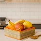 Orange Festive Fruit Basket Tray with Golden Embroidery and Net Cover