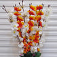 ARTSY® Vibrant Orange and White Artificial Cherry Blossom Flower Elegance, For Home Decoration, Office Decor, Without Vase, 55 Cm Long