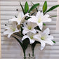 ARTSY® Realistic Artificial White Lily Flower Bunch - Lifelike Decor for Home or Office Home Decor, Office Decor, Vae Filler, Gifting and many more, 3 Big flowers, 100 CM Long