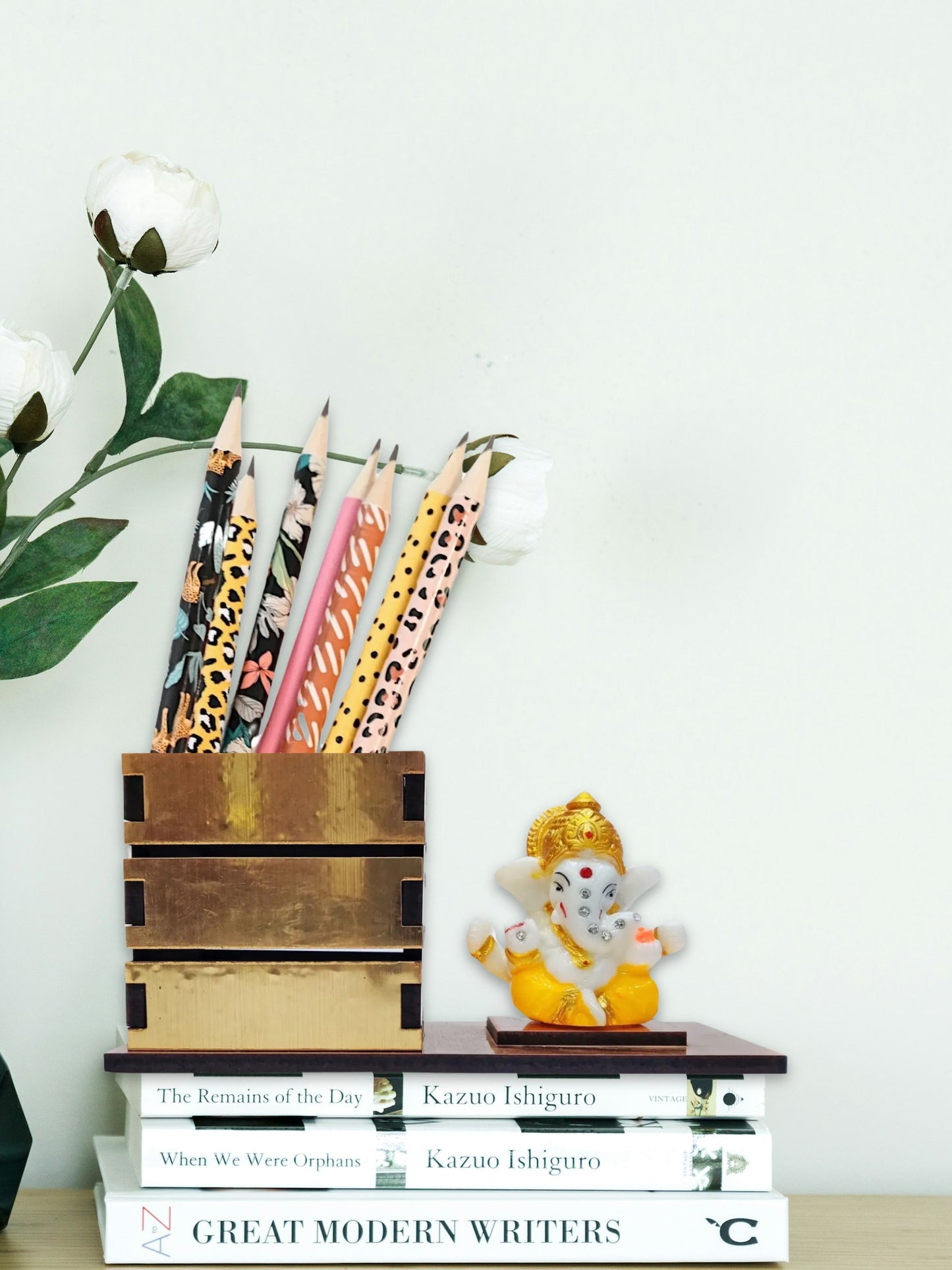 ARTSY® Pen stand for office desk, home, stationary storage with Ganesha Idol, pack of 1 Piece