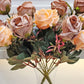 Golden Opulence: Lifelike Artificial Golden Rose - Eternal Gilded Beauty, Artificial rose flower bunches for vase, home decor, Combo Pack of 2 Pieces, Without Vase