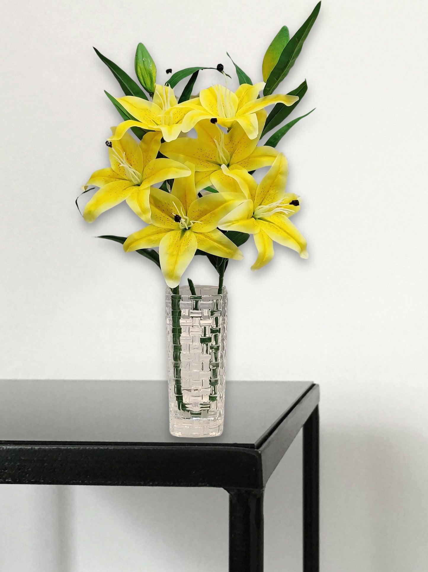 ARTSY® Sunny Splendor: Artificial Lily Flowers Stick - Vibrant Yellow Blooms For Home Decoration, Vase Filler, Office Décor, Gifting, DIY Craft, Pack of 1 Piece