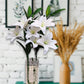 ARTSY® Realistic Artificial White Lily Flower Bunch - Lifelike Decor for Home or Office Home Decor, Office Decor, Vae Filler, Gifting and many more, 3 Big flowers, 100 CM Long