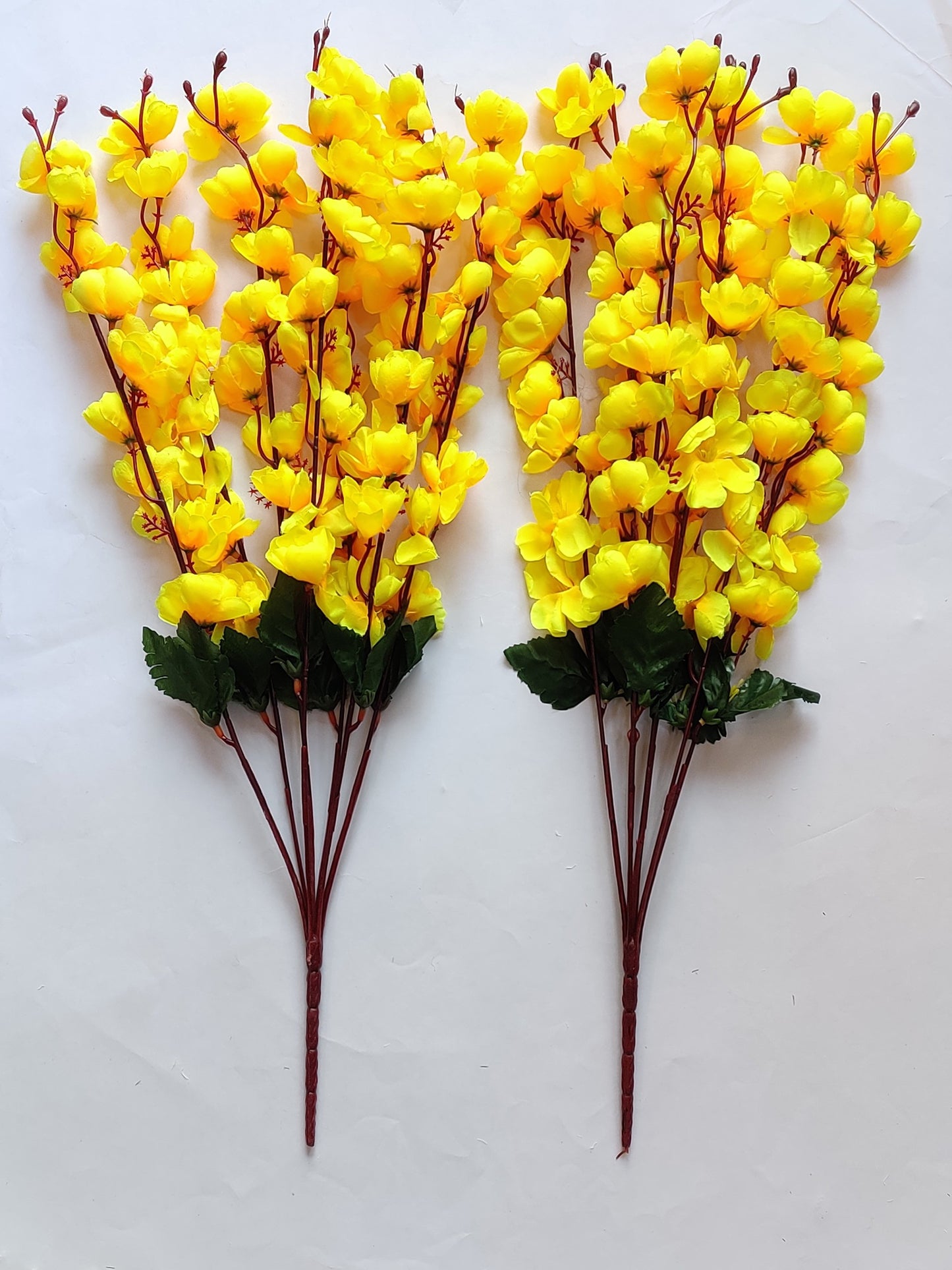 ARTSY® Artificial Flowers For Home Decoration Cherry Blossom Flower Bunch For Vase , Office Decor, Without VASE, Combo (Yellow , Pack of 2 Pieces)