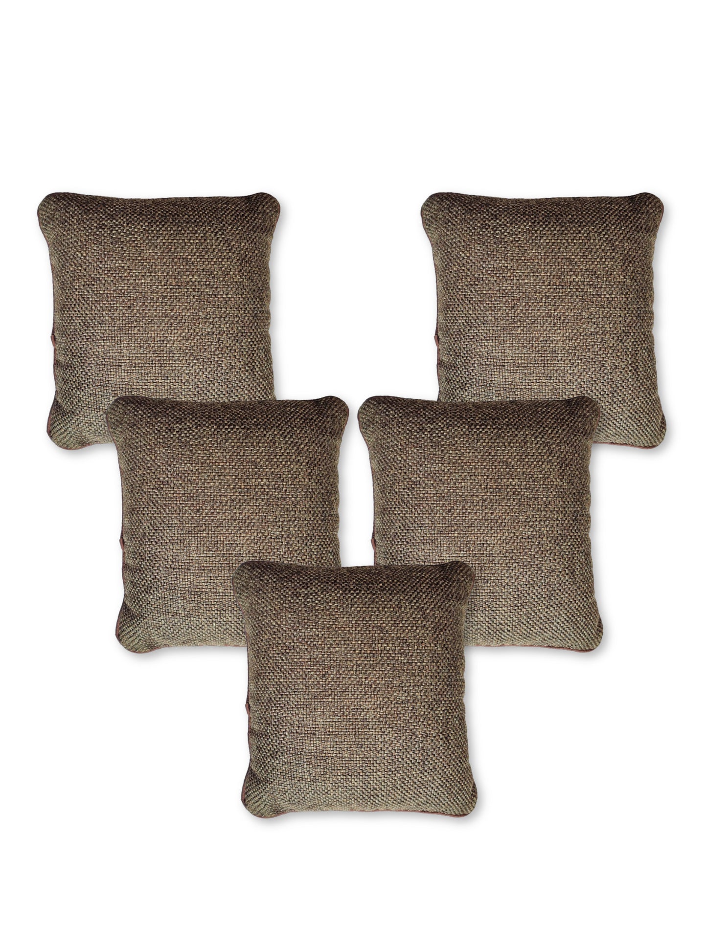 Natural Jute Beauty: Pack of 5 Exquisite Cushion Covers for Rustic Charm, 12 X 12 Inches, Brown