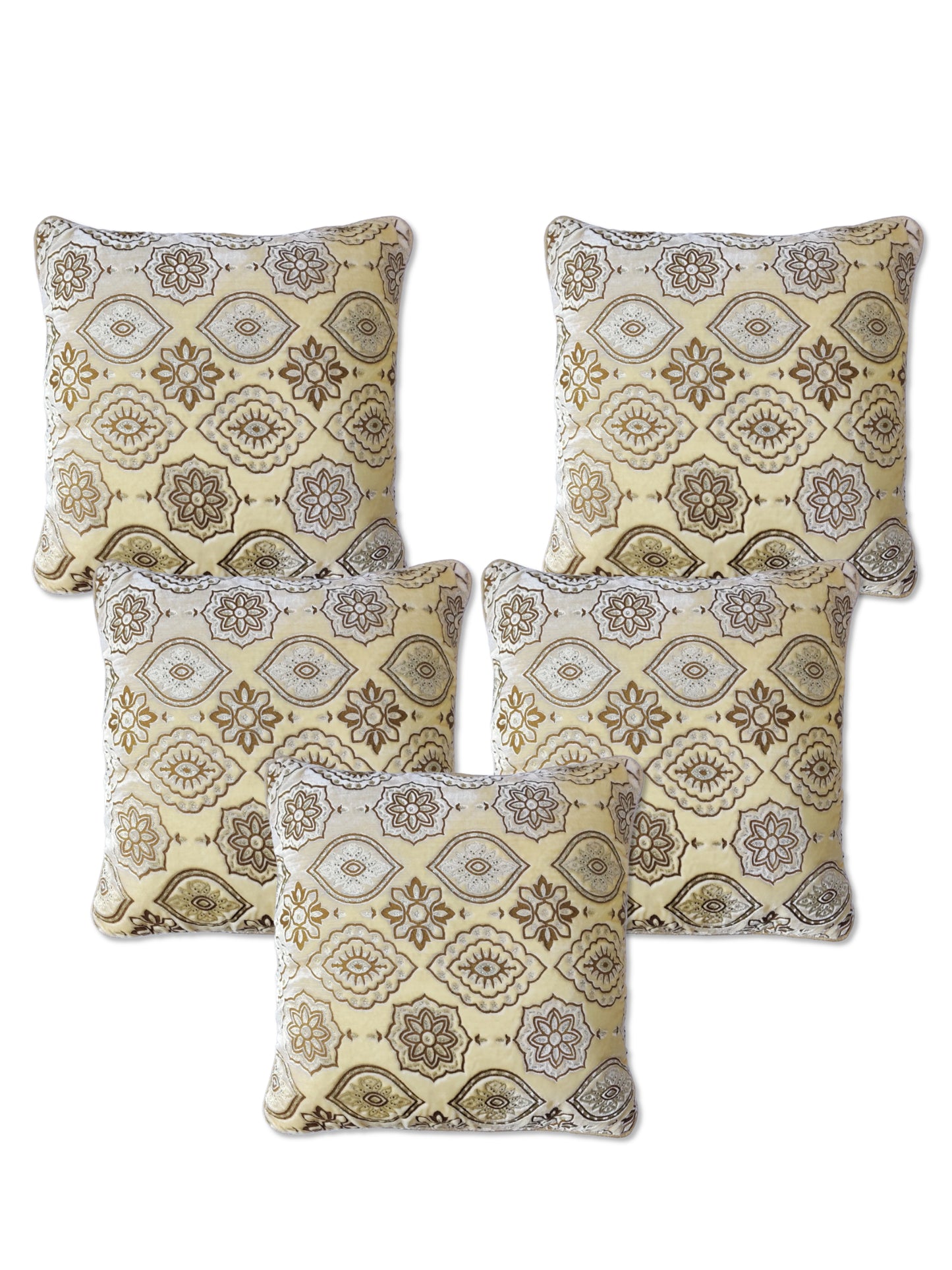 Bundle of 5 Beige Velvet Cushion Covers – Cozy Elegance for Your Home, 16 X16 Inches