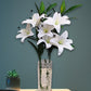 ARTSY® Realistic Artificial White Lily Flower Bunch - Lifelike Decor for Home or Office Home Decor, Office Decor, Vae Filler, Gifting and many more, 3 Big flowers, 100 CM Long