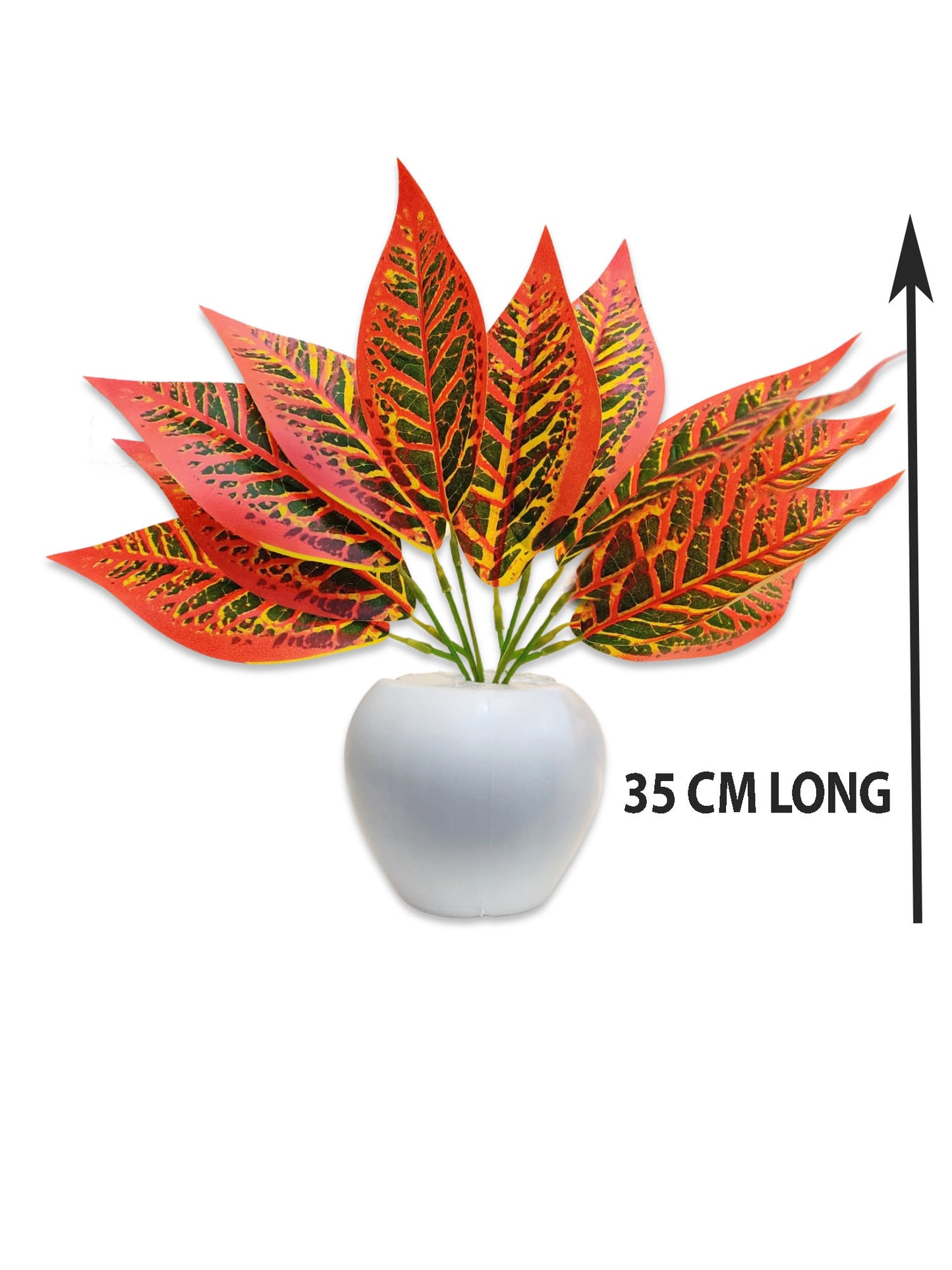 ARTSY® Artificial plants with pot for home decor, leaves, plants for pot/vase, home/office decor, gift, craft, artificial flowers with pot, combo, pack of 1 piece, 35 cm height, orange