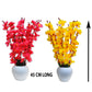 ARTSY® Artificial Flowers With Pot For Home Decoration, Office Decor Cherry Blossom combo, Maroon, Yellow, Pack of 2 Pieces.
