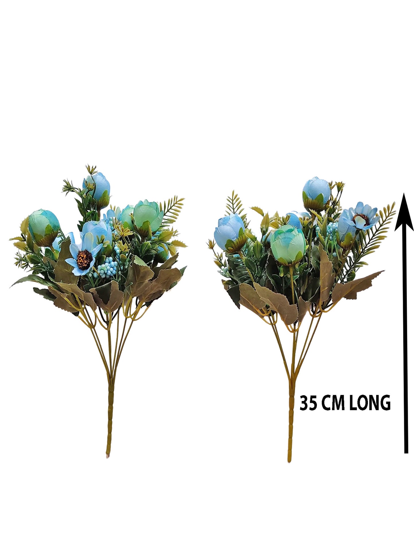 ARTSY® Artificial Flowers for home decoration dry peony Flower bunch For room decor, Office, for vase, pot filler, gifting, Craft, Without Vase, combo, Pack of 2 piece, 6 branches each, blue