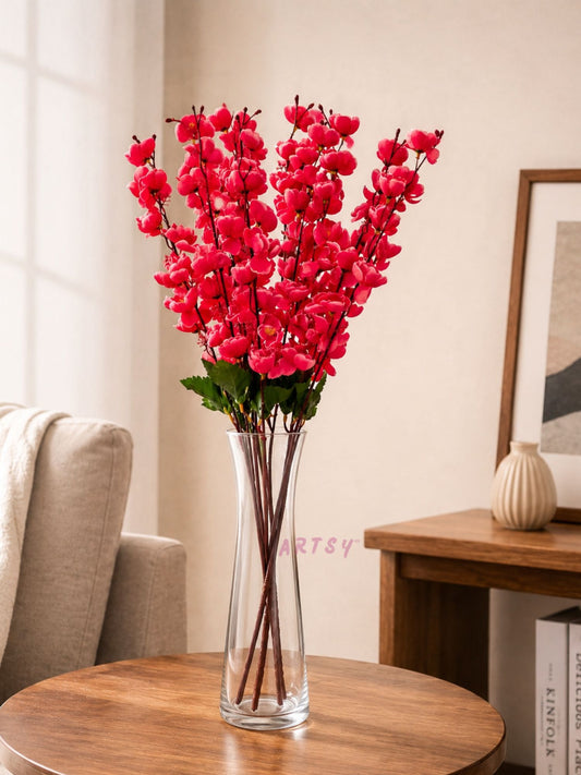 Luxury Artificial Cherry Blossom Flower Stem for Home Decor Vase Arrangement, Pack of 1, Maroon