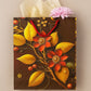 Artsy Premium Paper Gift Bags – Brown Floral, Gold Print | Rope Handles | Reusable | 10×12 Inch | Pack of 5