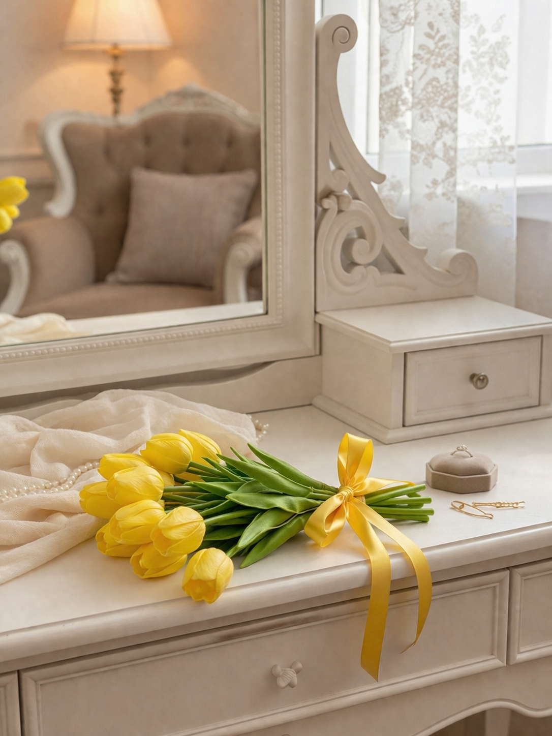 artificial tulips pack of 5 yellow