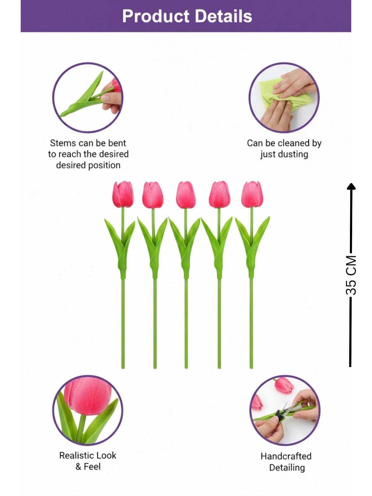 pink tulips with green stems 