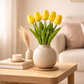 Artificial Tulips Yellow (Pack of 5) Real Touch PU Flowers for Home Decor, Vase & Gifting | ARTSY