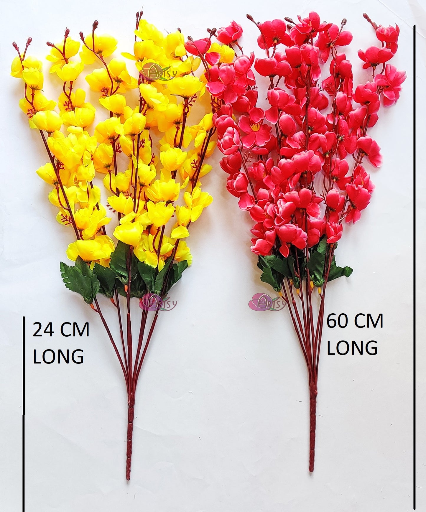 ARTSY® Artificial Flowers For Home Decoration Cherry Blossom Flower Bunch For Vase , Office Decor, Without VASE, Combo (Yellow Pink , Pack of 2 Pieces)