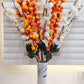 ARTSY® Artificial Flowers For Home Decoration cherry Blossom Flower Bunch For Vase White Orange Office Decor | Combo| PACK OF TWO| VASE NOT INCLUDED |