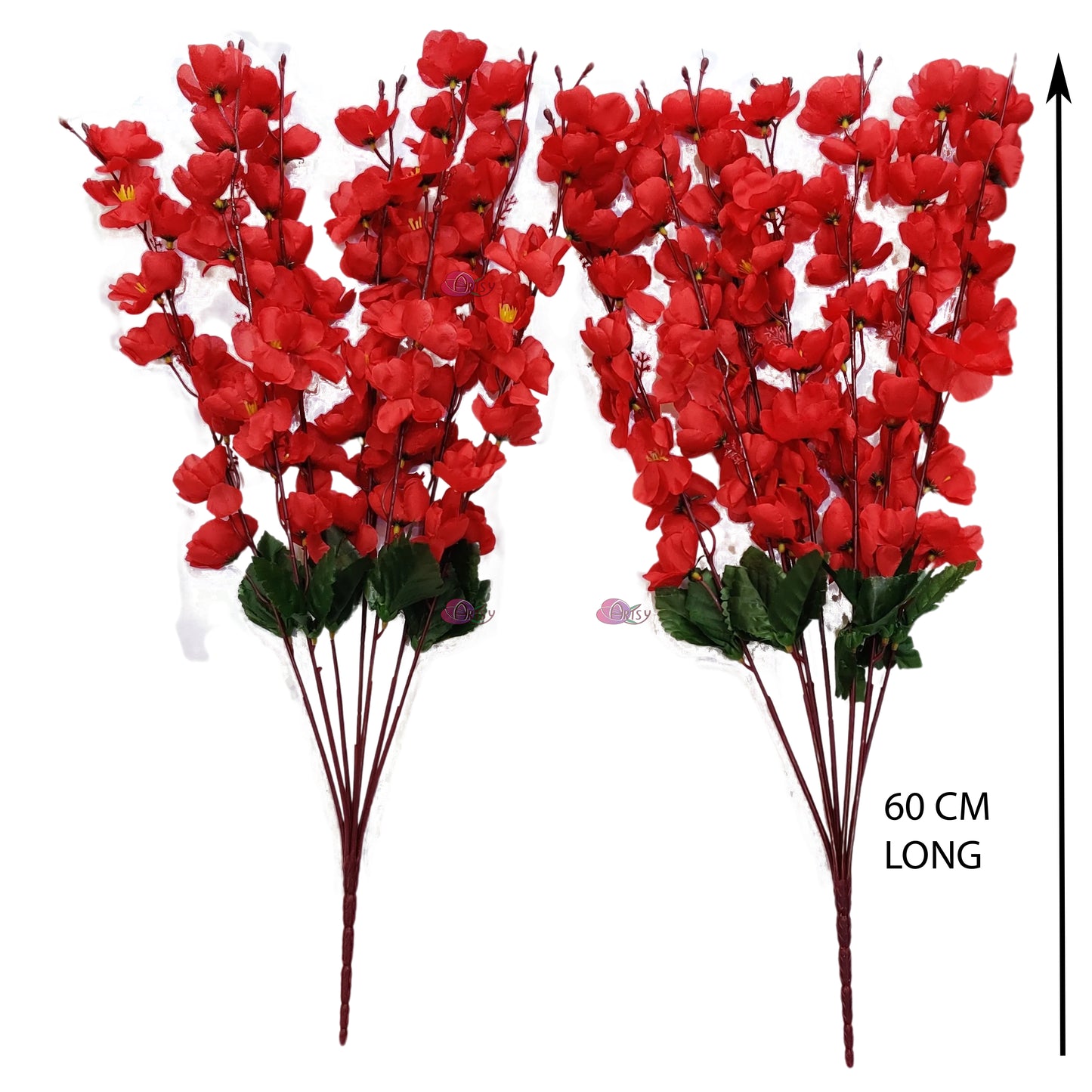 ARTSY® Artificial Flowers Home Decoration Cherry Blossom Flower Bunch, For Vase Office Decor | Without vase | Combo Red, Pack of 2 pieces